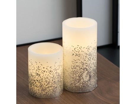 Conjunto de 2 Velas de Cera a Pilhas PAULEEN Glowing Glitter Candle 10 Cm Et 15 Cm