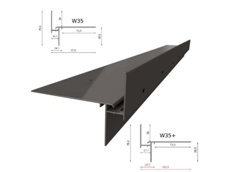 Perfil RENOPLAST de Beiral em Alumínio W35 200Cm Grafite Acabamentos de Terraços e Varandas Pavimentos Elevados Ventilados