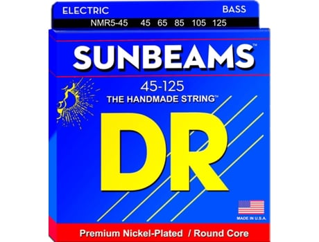 Jogo de Cordas Baixo Elétrico DR NMR5-45 Sunbeam (.045 - .065 - .085 - .0105 - .0125 - Níquel)