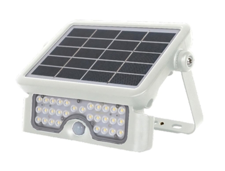 Solar Spotlight Holofotes Led Com Sensor De Presença 5W 500Lm 4000K E Crepuscular Ip65 Branco