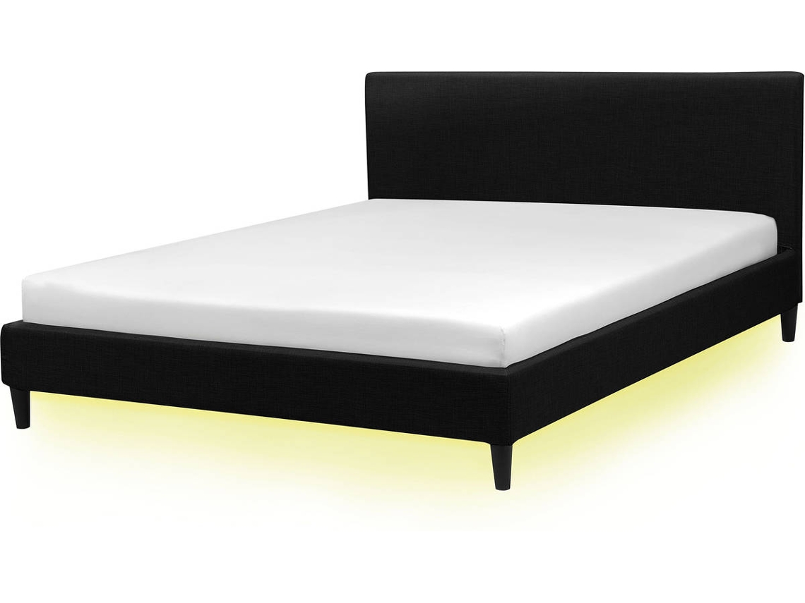 Cama LED de poliéster negro 180 x 200 cm FITOU 