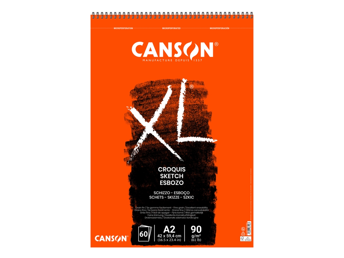 Bloco De Desenho Canson Xl Croquis A2 Espiral 90g 60fl 200787106 Wortenpt 9391