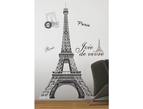 Adesivo Gigante Reposicionável Da Torre Eiffel 142X83Cm 45 7Cm X 101 6Cm e 22 9Cm X 101 6Cm ROOMMATES