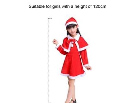 Fato de Pai Natal Fato de Pai Natal para Criança Fato de Pai Natal Fato de Festa de Natal Meninas 120 Cm