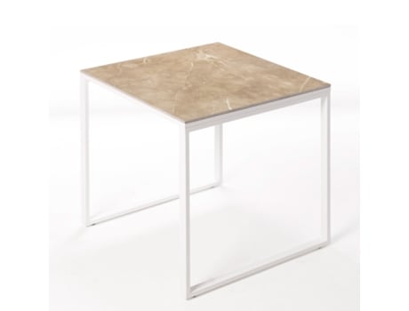 Mesa de Refeição BOX FURNITURE Smart Nose (Branco - Madeira e Aço - 90x90x75 cm)