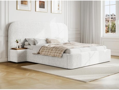 Cama com cofre ESTERIA VENTE-UNIQUE Branco 140x200 cm - Sem colchão - Com sommier