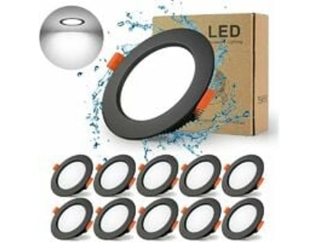 Spot Led Embutido Preto Extra Fino 10 Pack 7W Branco Frio Ip44 TRUYUETY