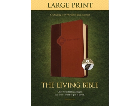 Livro living bible large print edition brown/tan, indexed de tyndale (inglês)