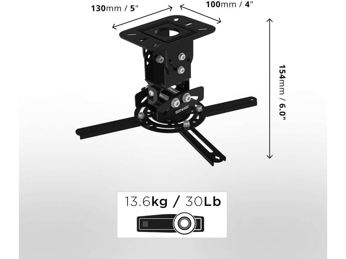Duronic PB05XB Soporte para Proyector de Techo y Pared - Universal y  Articulado – Carga Máx 13,6 kg