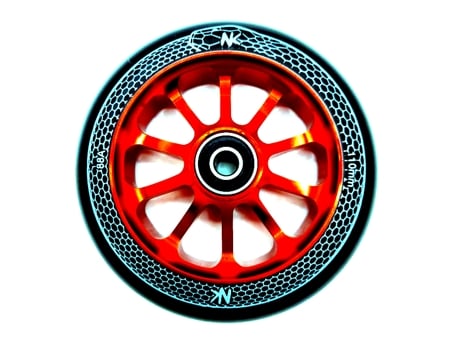 Roda Nokaic Snake 110mm para Scooter Trotinete Freestyle, Borracha Preta, Raio Vermelho