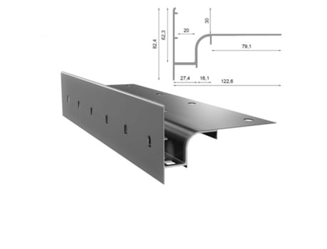 Perfil RENOPLAST de Beiral em Alumínio W30 200Cm Cinzento Acabamentos de Terraços e Varandas Pavimentos Elevados Ventilados