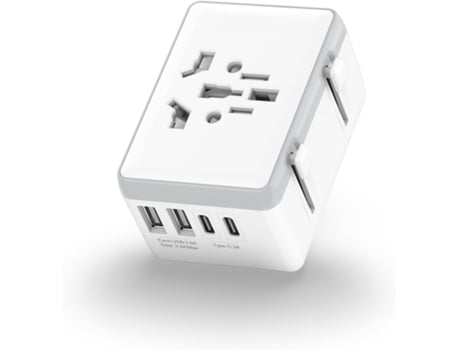 Adaptador de Viagem Universal Adaptador de Tomada Mundial com 2 Portas Usb C e 2 Portas Usb a Carregador Internacional Essencial MAOYI