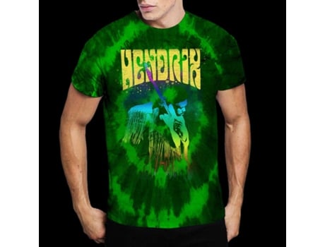 T-Shirt ROCK OFF Jimi Hendrix - Hear The Vibe (Wash Collection) Verde (Tamanho: S)