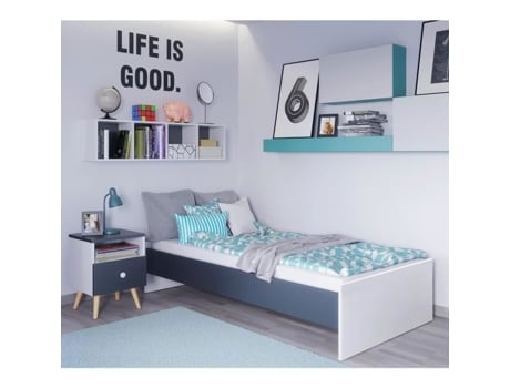 Cama Karo Base Cinza KOBI Branco (190x90cm)