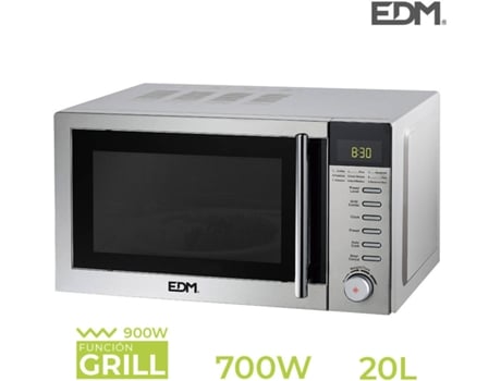 Micro-ondas 20 Litros Cromado 700W com Grill EDM