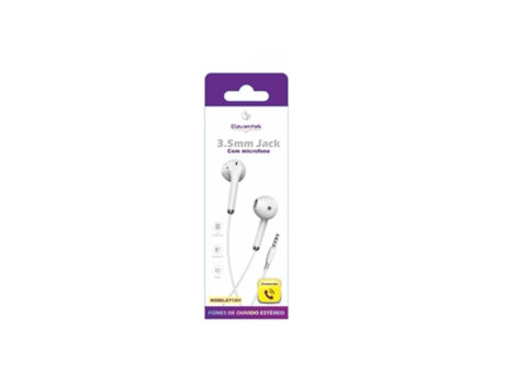 Auricular com Fio 3.5Mm Jack-Branco ELEVENTEK