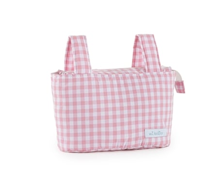 Bolsa organizadora para carrinho de bebê MI BOLLITO Cor de Rosa Vichy 15 x 18 x 45 cm