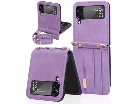 Capa Samsung Galaxy Z Flip 3 5G HFS-HOUSE Carteira Cartão Roxo