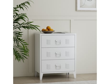 Hämeenlinna Cómoda de 3 gavetas uso versátil aço 72 x 60 x 60 x 40 cm - Branco