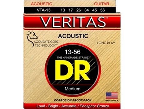 Jogo de Cordas Guitarra Acústica DR VTA-13 Veritas (0.13 - .017 - .026 - .034 - .045 - .056 - Bronze)