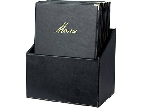 Conjunto Caixa + 20 Capas de Menu A4  Classic Preto