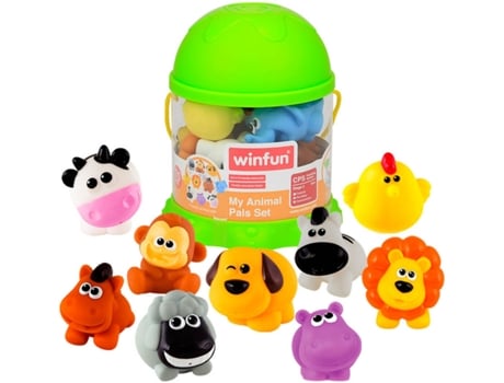 Pack 10 animais  terrestres de borracha (6x5x5,5 cm - 6 meses)