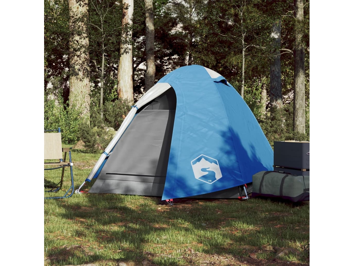 vidaXL Tenda de campismo p/ 2 pessoas 254x135x112 cm tafetá 185T azul