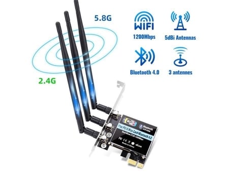 Placa Wifi Pci-E Sem Fio de 1200 Mbps Bluetooth 5.0 2 4/5G Latência Ultrabaixa Compatibilidade com Windows 7/8/10/11 SDLOGAL