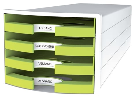 Caixa de Gaveta HAN Impuls 2.0 4 Gavetas Abertas Branco/Limão