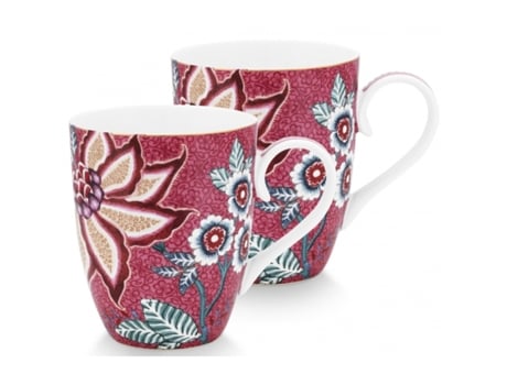 Flower Festival Conj2 Caneca PIP STUDIOs Grandes Rosa Escuro