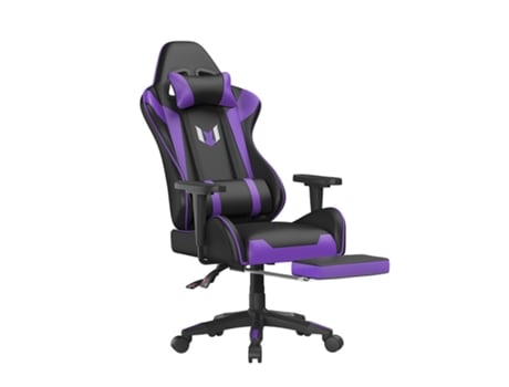 Cadeira Gaming RACINGREAT Modelo BNEW1 com Apoio para Os Pés (Até 115KG - Elevador a Gás Classe 3 - Braços Fixos - Preto púrpura)