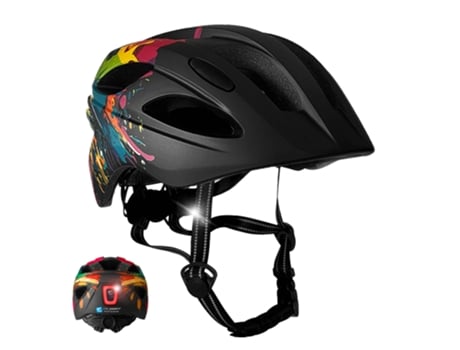 Capacete de Bicicleta para Crianças 6-12 Anossplash Pretocrazy Safetyen1078