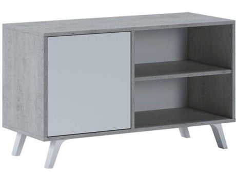 Móvel de TV SELECTIONHOME Cinzento cimento - Branco mate (Melamina - 91,5 x 56,9 x 39,6  cm)