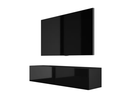 Móvel de Tv D: L : 140 Cm L : 34 Cm D: 32 Cm. Mesa de Tv Móvel Suspenso de Sala Preto / Preto Brilhante 3XELIVING