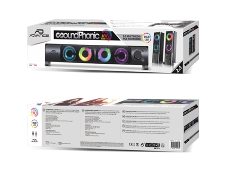 ADVANCE Coluna para PC SoundPhonic 2.0, 6W, RGB Arco-Íris - 771525 em  .