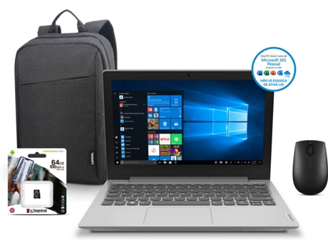 Pack LENOVO (Portátil Ideapad Slim 1-14AST-05 + Rato + Mochila + Cartão SSD) — Windows 10 Home S