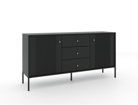 Cómoda Três Duas Portas 3XE LIVING Painel de partículas Preto (79x154.5x39)