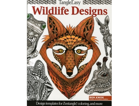 Livro tangleeasy wildlife designs de ben kwok (inglês)