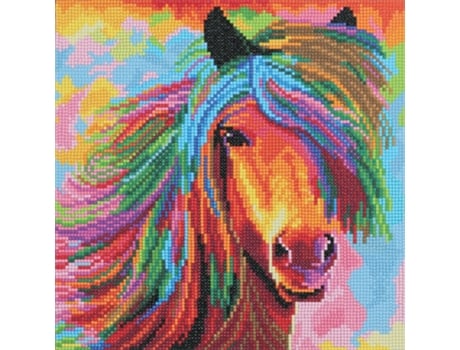 Pintura Diamante Cavalo Colorido 30 X 30 Cm Youdoit CRYSTAL ART