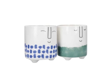 KITCHENCRAFT Conjunto de 2 Vasos de Planta Cerâmica Happy Face