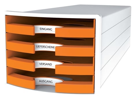 Caixa de Gaveta HAN Impuls 2.0 4 Gavetas Abertas Branco/Laranja