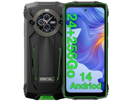 Smartphone Robusto OSCAL Pilot2 256Gb 6 5 120Hz 50Mp 8800Mah Telemóvel Ip68 Nfc Gps Dual Sim Verde