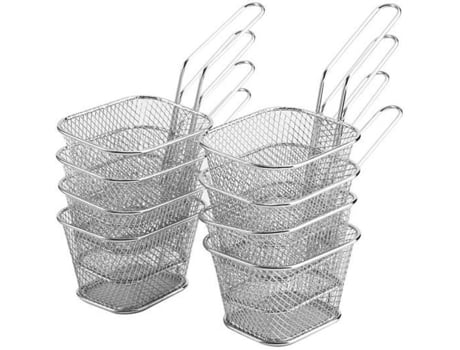 8 PCS Mini Cestas de Fritar Frescas de Aço Inoxidável Cesta Chip Galinhas Batatas Fritas Filtro Ferramenta de Cozinha - XY FR YOSOO