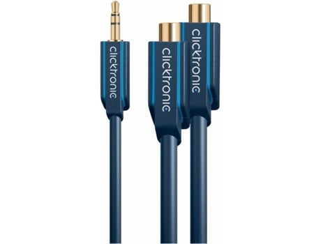 Cabo de Áudio CLICKTRONIC (Jack 3.5mm - RCA - 10 cm - Azul)