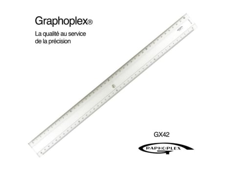 Régua transparente 2 chanfros relevo 40 cm - Graphoplex cor