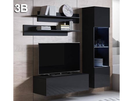 Conjunto de Móveis de TV  Luke (Preto - 150x40x165 cm)