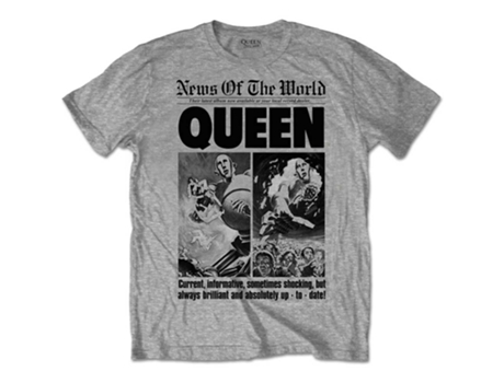 T-Shirt ROCK OFF Queen - News Of The World Cinzento (Tamanho: L)