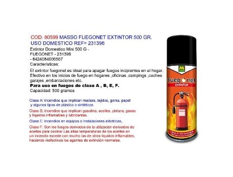 Masso fuegonet extintor 500 gr. uso domestico 231396