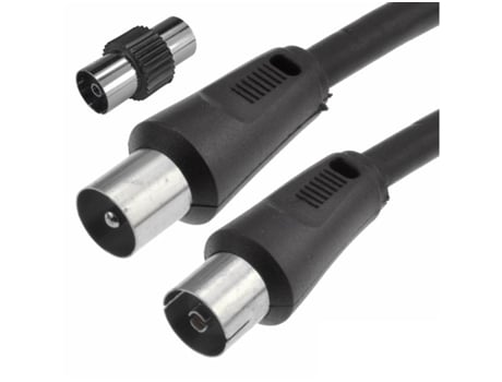 Cabo Coaxial Macho/Fêmea + Adaptador Preto 2m NEDISDERTIS