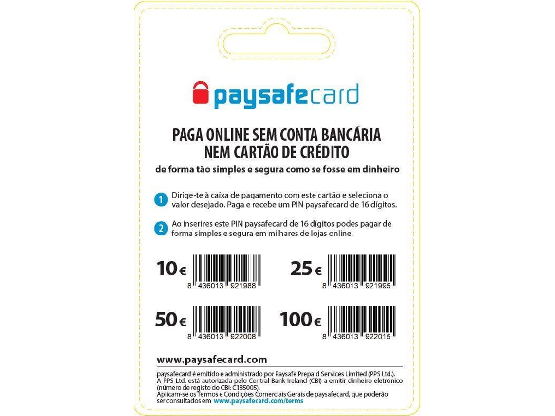 Cartão PaySafeCard 50 euros (Formato Digital)